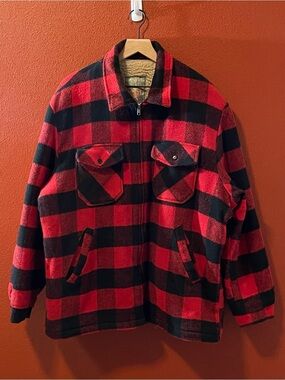 Canyon Guide Men’s Vintage Fleece Wool Blend Buffalo Plaid Full Zip Jacket